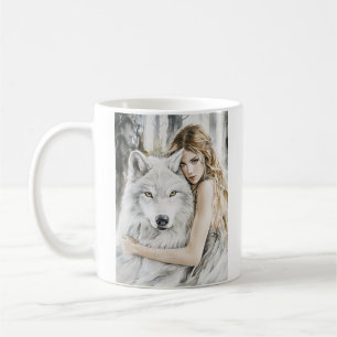Caneca De Café Lobo Branco e Menina