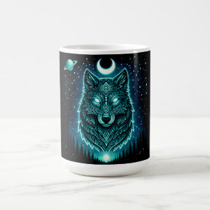 Caneca De Café Lobo Celestial – Galáxia da Vida Selvagem Uivo Cós