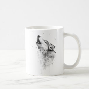 Caneca De Café Lobo das Cinzas em Estilo de Pintura em Água Mug