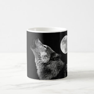 Caneca De Café Lobo de BW que urra na lua