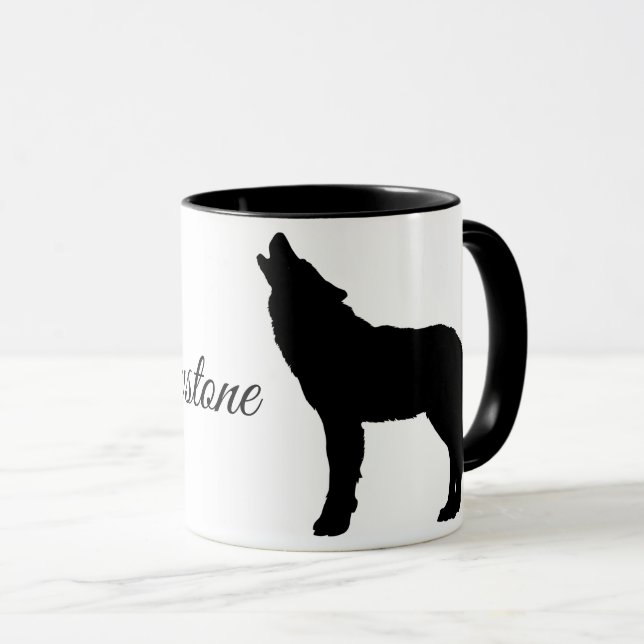 Caneca de Café-Lobo de Yellowstone (Frente Esquerda)