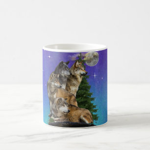 Caneca De Café Lobo e lua