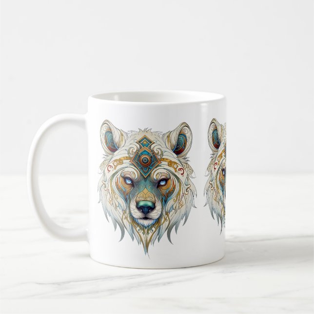 Caneca De Café Lobo Espiritual Americano Nativo (Esquerda)