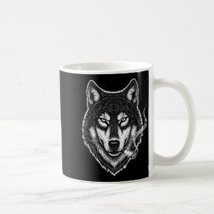 Caneca De Café Lobo fumante meme engraçado design vintage cigarro