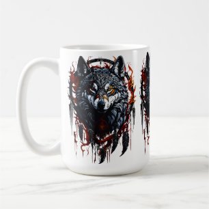 Caneca De Café Lobo Místico com Apanhador de Sonhos