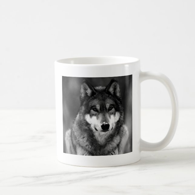 Caneca De Café Lobo Negro e Branco (Direita)