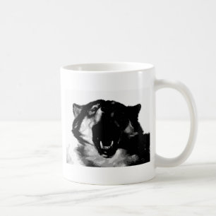 Caneca De Café Lobo Negro e Branco