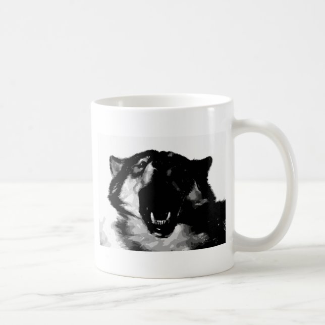 Caneca De Café Lobo Negro e Branco (Direita)