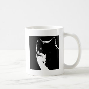 Caneca De Café Lobo Negro e Branco