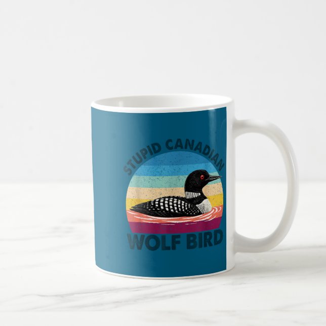 Caneca De Café Lobo Pássaro Canadense Idiota Engraçado Sarcástico (Direita)