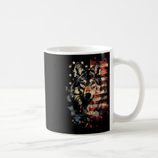 Caneca De Café Lobo Patriótico Bandeira Americana Usa Amante De L