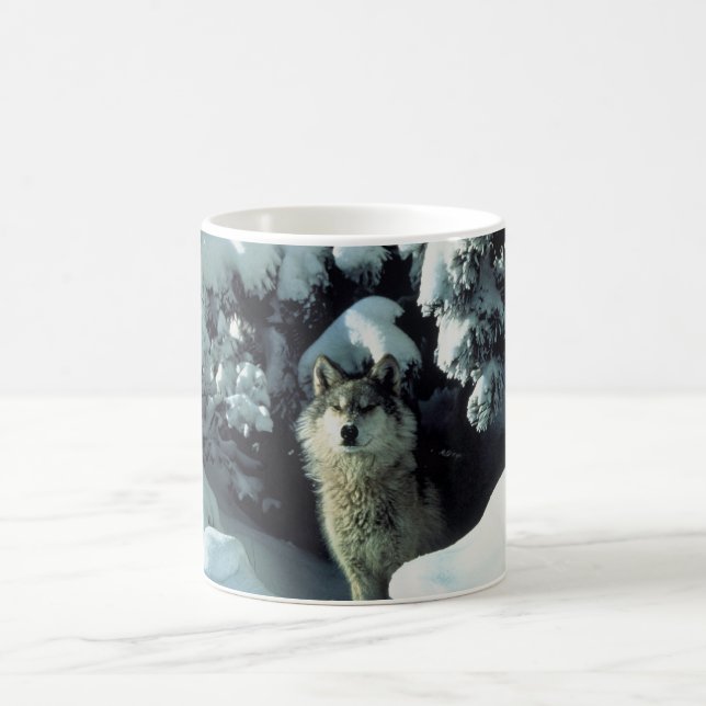 Caneca De Café Lobo que está na neve (Centro)