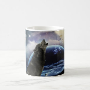 Caneca De Café Lobo que urra na lua