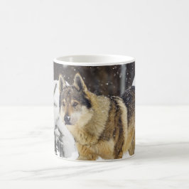 Caneca De Café Lobo selvagem das Cinzas na neve Coffee Mug