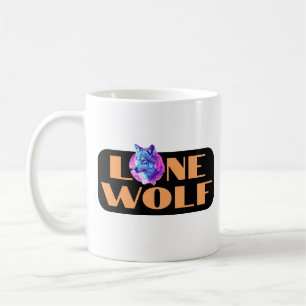 Caneca De Café Lobo Solitário ou Sua Mensagem Grande Texto Laranj
