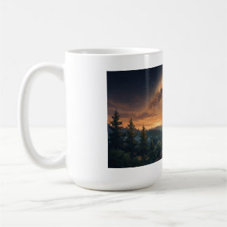 Caneca De Café Lobo Solitário Sob o Céu Estrelado da Via Láctea