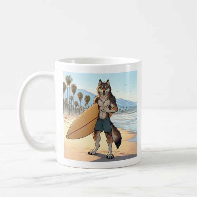 Caneca De Café Lobo Surfista   (Esquerda)
