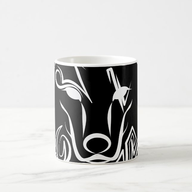 Caneca De Café Lobo Tribal Negro e Branco (Centro)