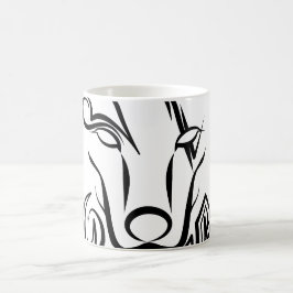 Caneca De Café Lobo Tribal Negro e Branco