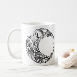 Caneca De Café Lobo Tribal - Sombreado