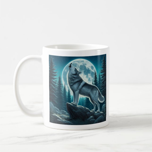 Caneca De Café Lobo Uivando (Esquerda)