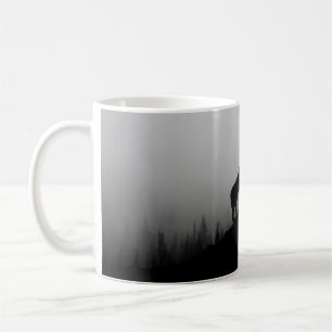 Caneca De Café Lobo uivando na lua