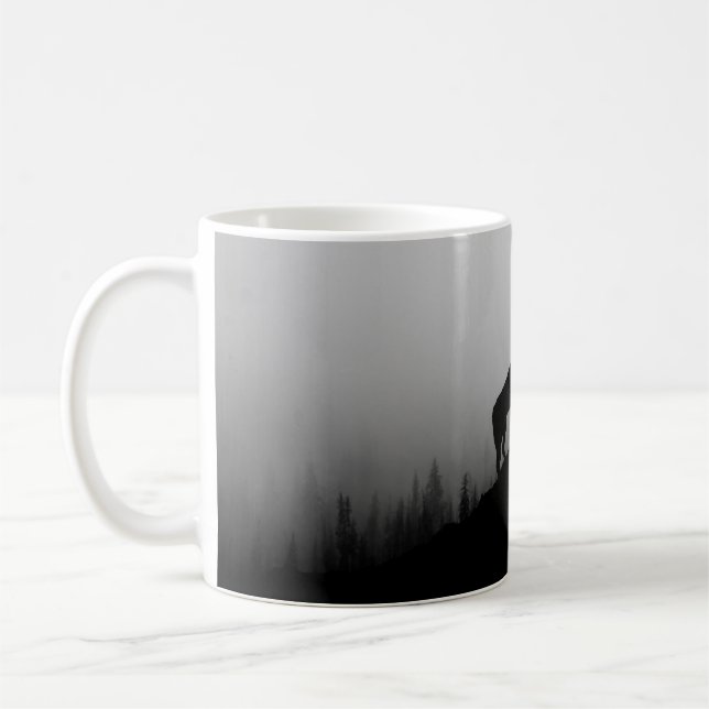 Caneca De Café Lobo uivando na lua (Esquerda)