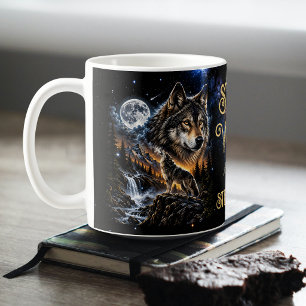 Caneca De Café Lobo Uivando Para a Lua Floresta Vida Selvagem Nat