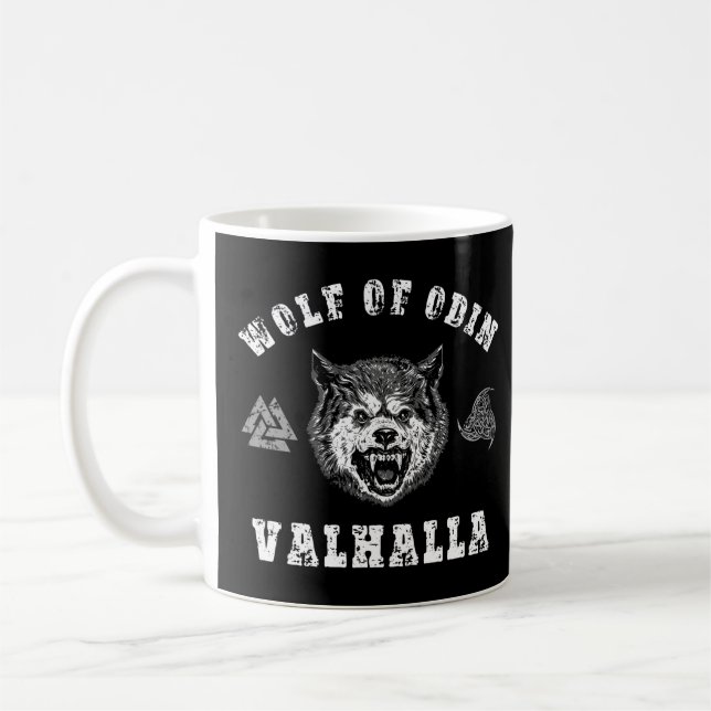 Caneca De Café Lobo Viking do Valhalla de Odin (Esquerda)