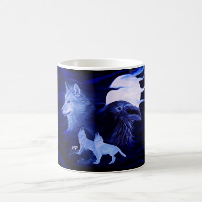 Caneca De Café Lobos e Raven com lua de cheio (Centro)