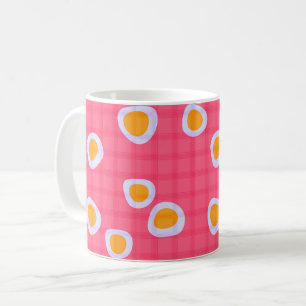 Caneca De Café Locais divertidos em um fundo xadrez rosa coral