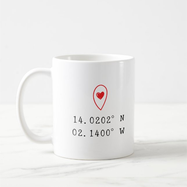 Caneca De Café Localização de Calor de Coordenadas Personalizadas (Esquerda)