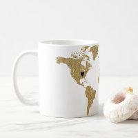 Localização de Coração Personalizável do Mapa Mund
