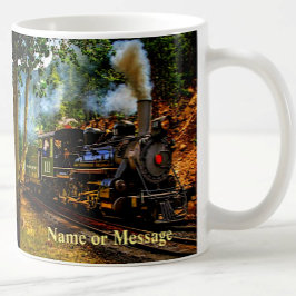 Caneca De Café Locomotiva do Motor a Vapor na Floresta Nome Adici