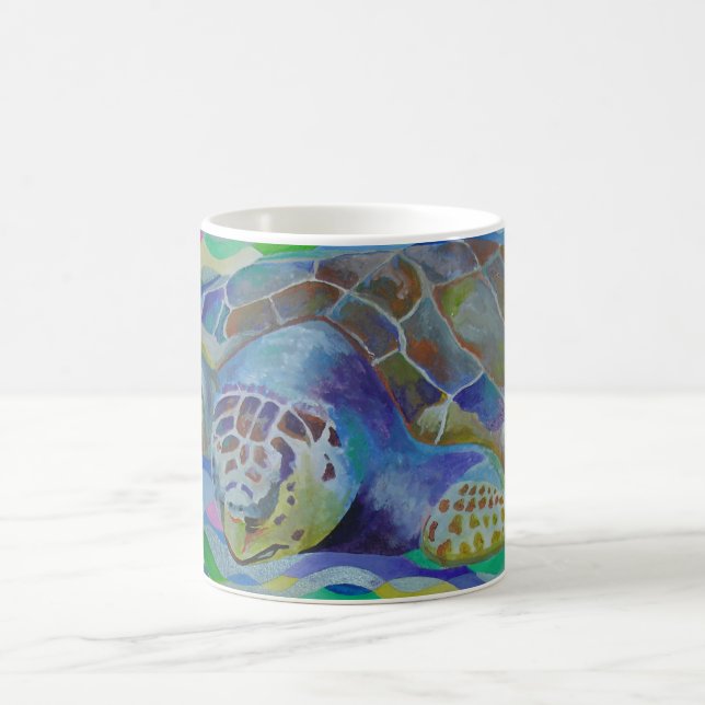 Caneca De Café Loggerhead Turtle Colorida Art (Centro)