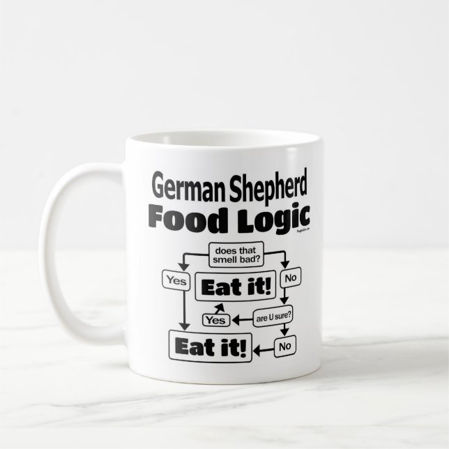 Caneca De Café Lógica da Comida do german shepherd (Esquerda)