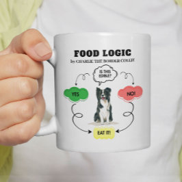 Caneca De Café Lógica de Comida de Collie de Borda Peronalizada
