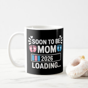 Caneca De Café Logo Vai Ser Mãe 2026 Carregando Anúncio de Gravid