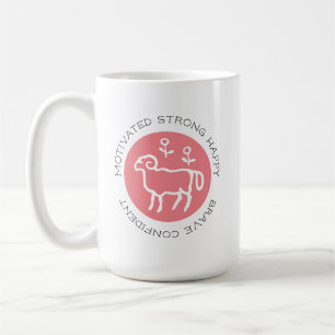 Caneca De Café Logotipo Aries Ram - Astrologia com Sinal Zodiac S