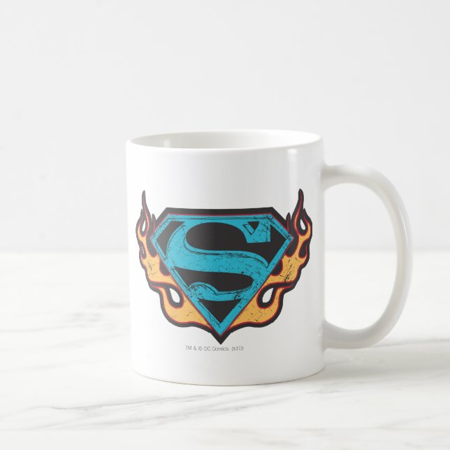 Caneca De Café Logotipo Azul da Supergirl com Chamas (Direita)