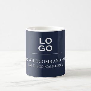 Caneca De Café Logotipo Azul Personalizado de Empresa ou Negócio