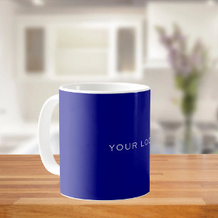 Caneca De Café Logotipo branco azul marinho para empresas retangu