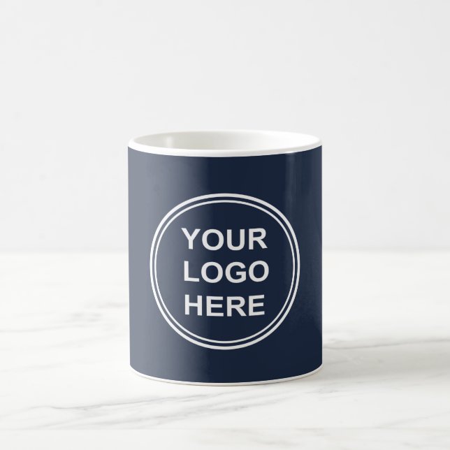 Caneca De Café Logotipo comercial azul (Centro)