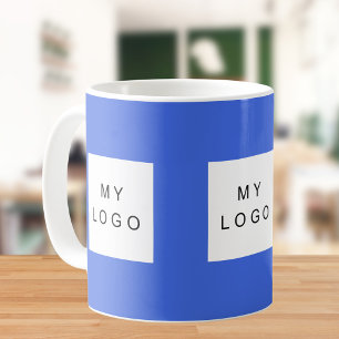 Caneca De Café Logótipo comercial azul real