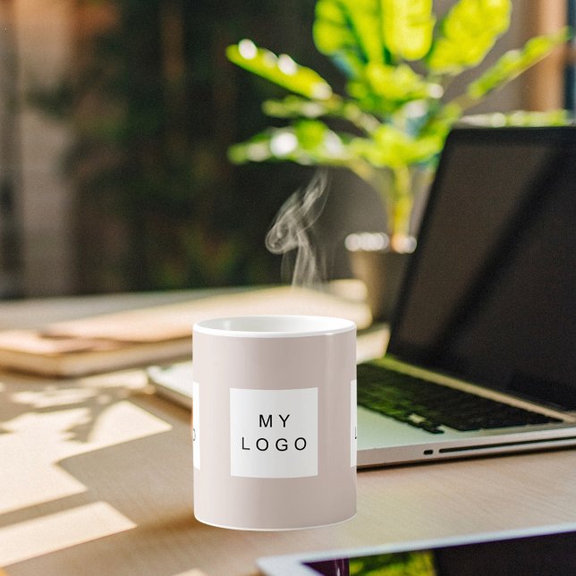 Caneca De Café Logótipo comercial - bege real (Criador carregado)