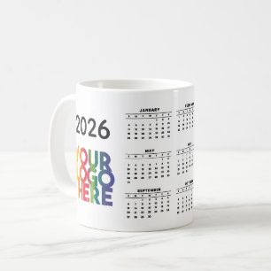 Caneca De Café Logotipo comercial do Calendário 2026 Presente cor