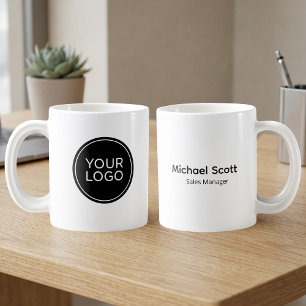 Caneca De Café Logotipo Comercial Personalizado e Nome do Funcion