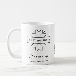 Caneca De Café Logotipo comercial QR Floco de neve branco Natal