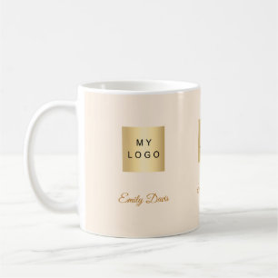 Caneca De Café Logotipo da empresa com nome em creme