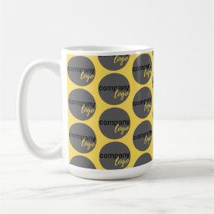 CANECA DE CAFÉ LOGOTIPO DA EMPRESA DE PADRÃO DE REPETIÇÃO AMARELO